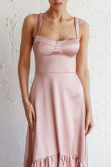 Belle De Jour Flounce Hem Midi Dress Blush