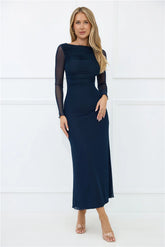 Thinking Pretty Long Sleeve Maxi Dress Navy