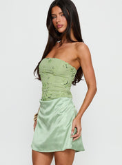 Lyrena Strapless Beaded Mini Dress Green