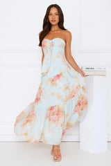 She’s the Blueprint Strapless Maxi Dress Print