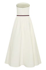 Penny Strapless Contrast Midi Dress - Ivory & Burgundy