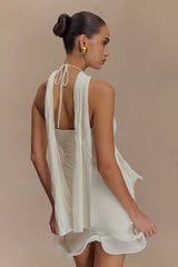 Caprice Halter Knit Mini Dress - White