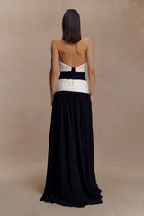 Celine Chiffon Maxi Dress - Black/White