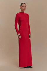 Bennett Slinky Long Sleeve Maxi Dress - Ruby