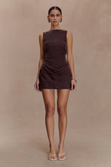 Bexley Draped Mini Dress - Dark Chocolate