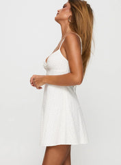 Dearly Embroidered Mini Dress White