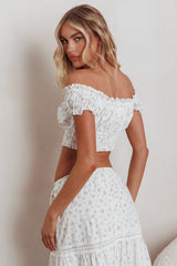 Canyon Cove Puff Sleeve Crop Top Floral Pink