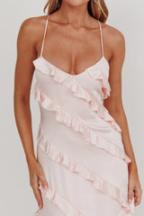 Arrabel Ruffle Trim Maxi Dress Blush