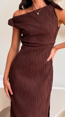 Simone Ribbed Maxi Dress - Chocolate