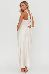 Damsel Reverse Halter Maxi Dress Flower Green