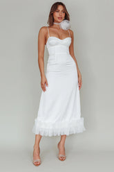 Buona Sera Hem Decoration Midi Dress White