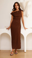 Simone Ribbed Maxi Dress - Chocolate