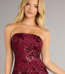 Shimmer In Bloom Floral Sequin Mini Tube Dress