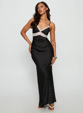 Inki Lace Maxi Dress Black Polka Dot