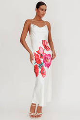 Seren Backless Cowl Neck Maxi Dress White