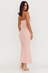 Well Versed Strapless Pleat Bust Maxi Dress Pink