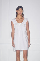 Capped Sleeve Dress - White