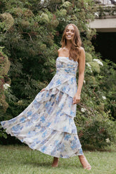 Admira Strapless Maxi Dress - Blue Floral