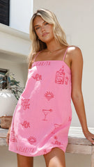 Bethani Mini Dress - Pink / Red Margarita