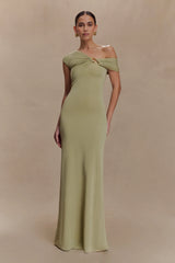 Ashford Asymmetrical Slinky Maxi Dress - Sage