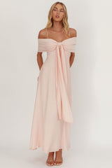 Lillibet Bow Tied Bust Midi Dress Pink