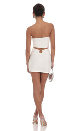 Back Cutout Strapless Dress in White