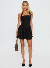Starwoman Halter Mini Dress Black