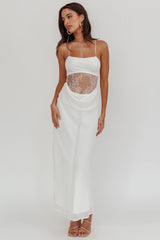 These Days Backless Lace Waist Maxi Dress White