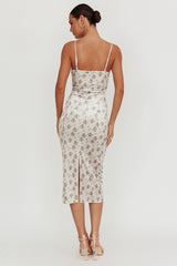 Magic Wand Velvet Midi Dress Olive Floral