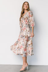 Fiorina Wrap Midi Dress | Ivory Multi Floral