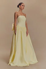 Frances Strapless Bow Maxi Dress - Lemon