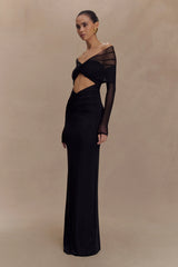 Rafaella Slinky And Mesh Maxi Dress - Black