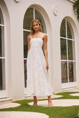 Garden Romance Midi Dress White