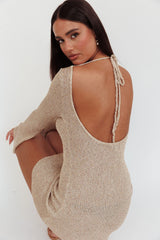 Cosmic Scoop Back Sequin Knit Mini Dress Gold