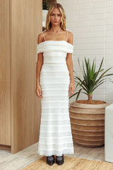 High Tides Off-Shoulder Maxi Dress Textured White