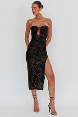Sing To Me Keyhole Velvet Midi Dress Black