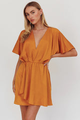 Lunisolar Flutter Sleeve Mini Dress Mustard