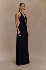 Malakhai Chiffon Halter Maxi Dress - Black