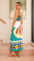 Shahar Maxi Dress - Green Print