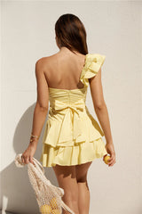 Ruffled Out Mini Dress Yellow