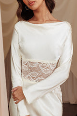 Loveland Lace Insert Cowl Back Dress Oyster