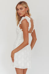 Annie Ruffle Shoulder Strap Mini Dress White