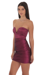 Strapless Sweetheart-Cut Dress in Plum