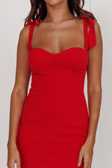 Rose Garden Tied Shoulder Maxi Dress Red