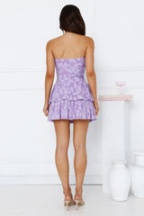 Desert Bloom Strapless Mini Dress Purple