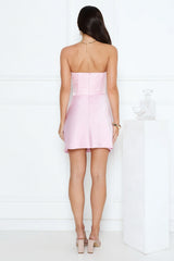 Dressed To Dazzle Strapless Satin Mini Dress Pink