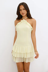 By The Cabana Halter Mini Dress Yellow