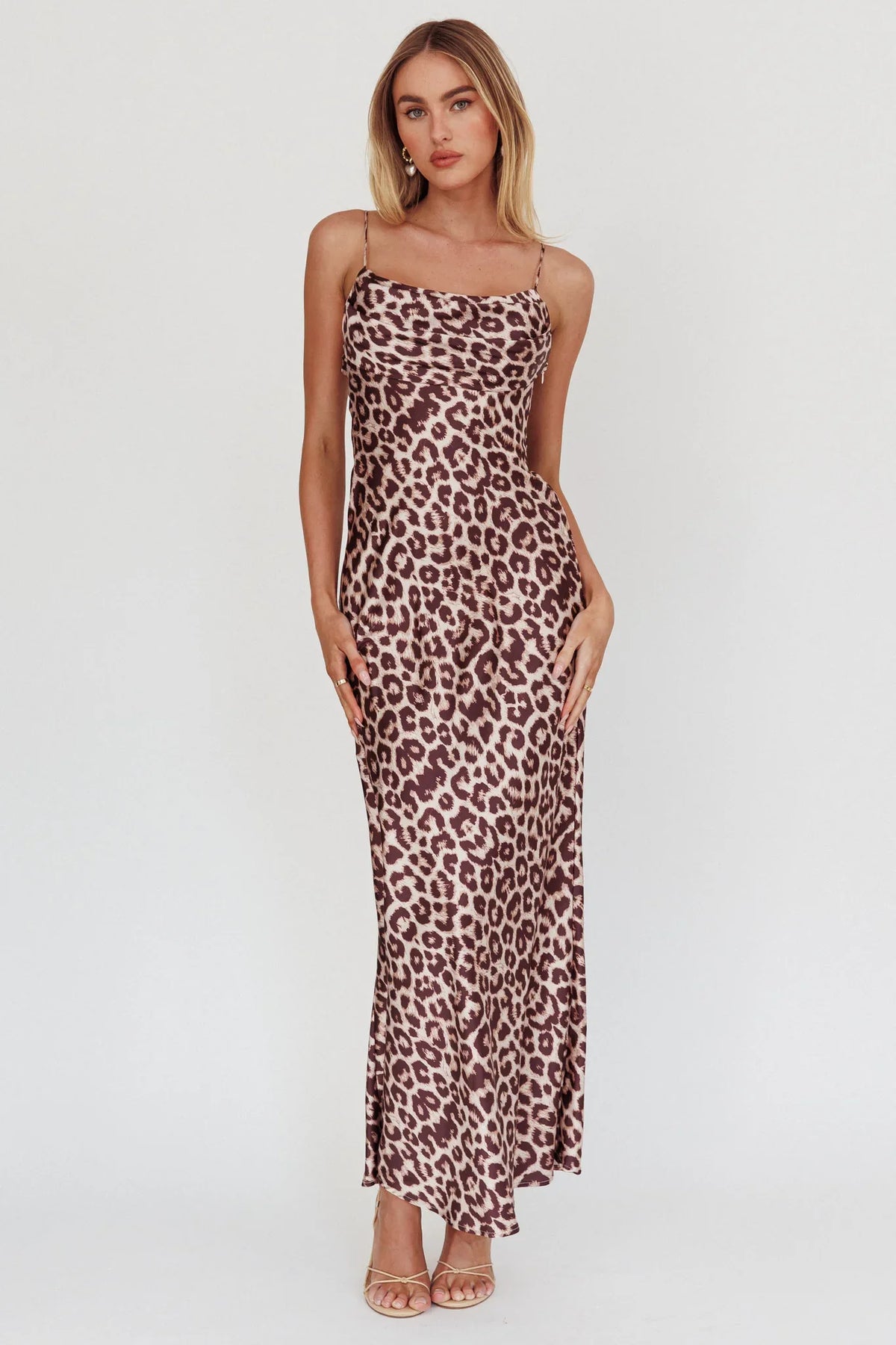 Well Versed Pleated Bust Maxi Dress Leopard