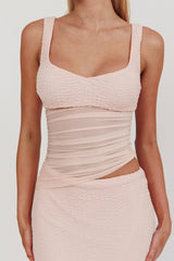 Lorely Mesh Waist Maxi Dress Baby Pink