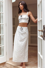 Helga Eyelet Embroidery Bow Crop Top White